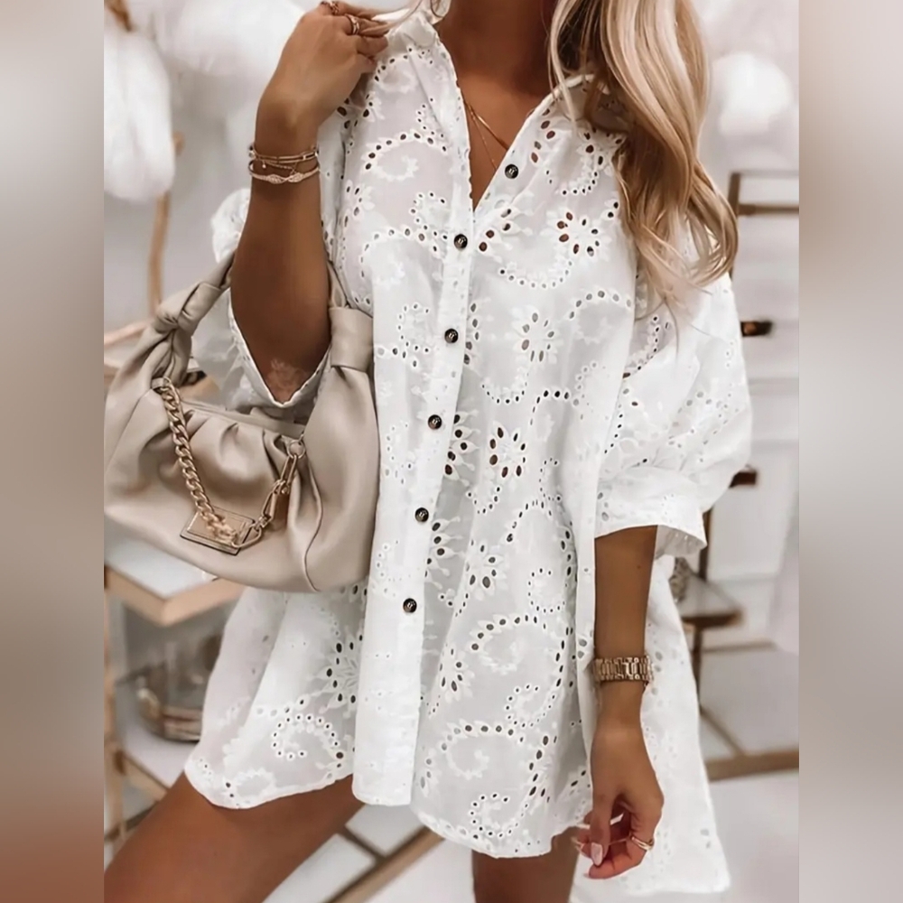 White Eyelet Mini Dress